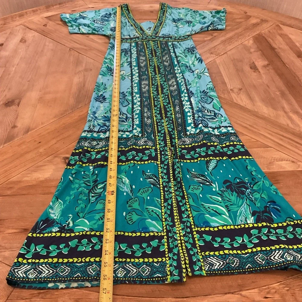 Lilly Pulitzer ILIA Elbow Sleeve Maxi Seabreeze‎ Blue Plant One On You Engin - Picture 8 of 8